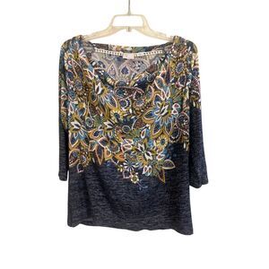 Anthropologie 9-H15-StCl Jacaranda knit floral top sz Large